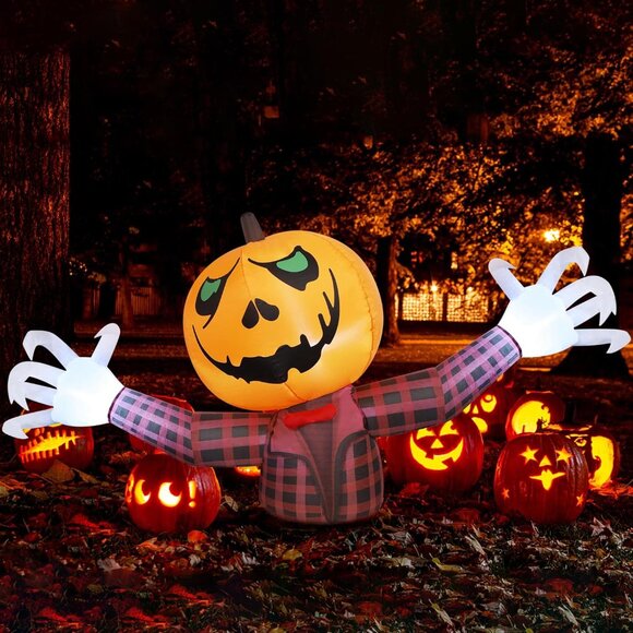 Youngfan 7FT Long Halloween Inflatable Outdoor Decorations Giant Pumpkin Ghost - Picture 7 of 7
